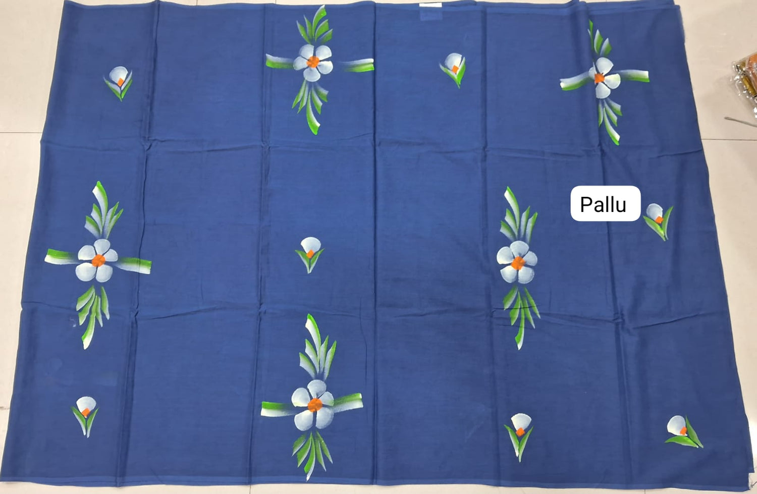Navy Blue Traditional  Soft Cotton Saree Pallu