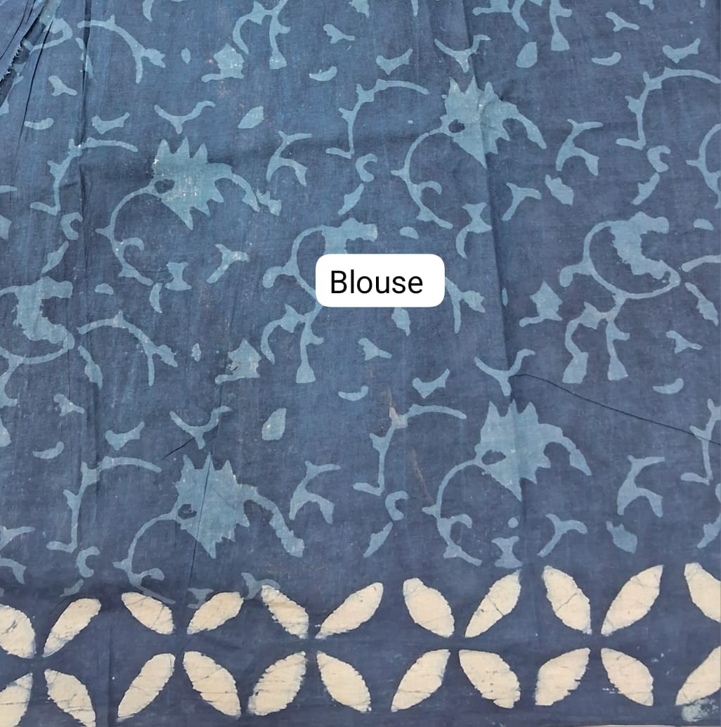 Elegant Indigo Soft Cotton Saree blouse