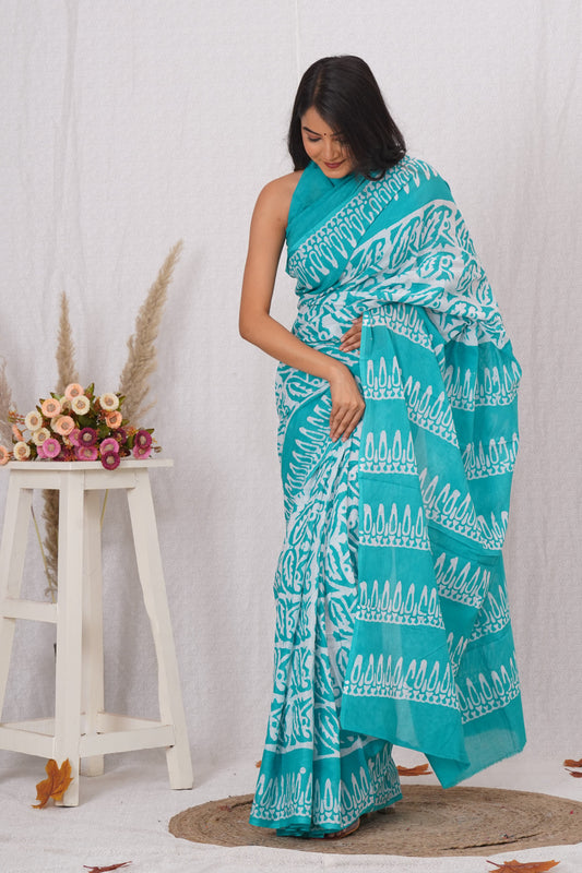 White Soft Cotton Saree