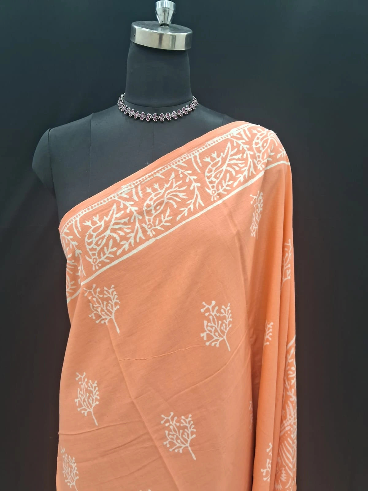 Peach Soft Cotton Saree 1