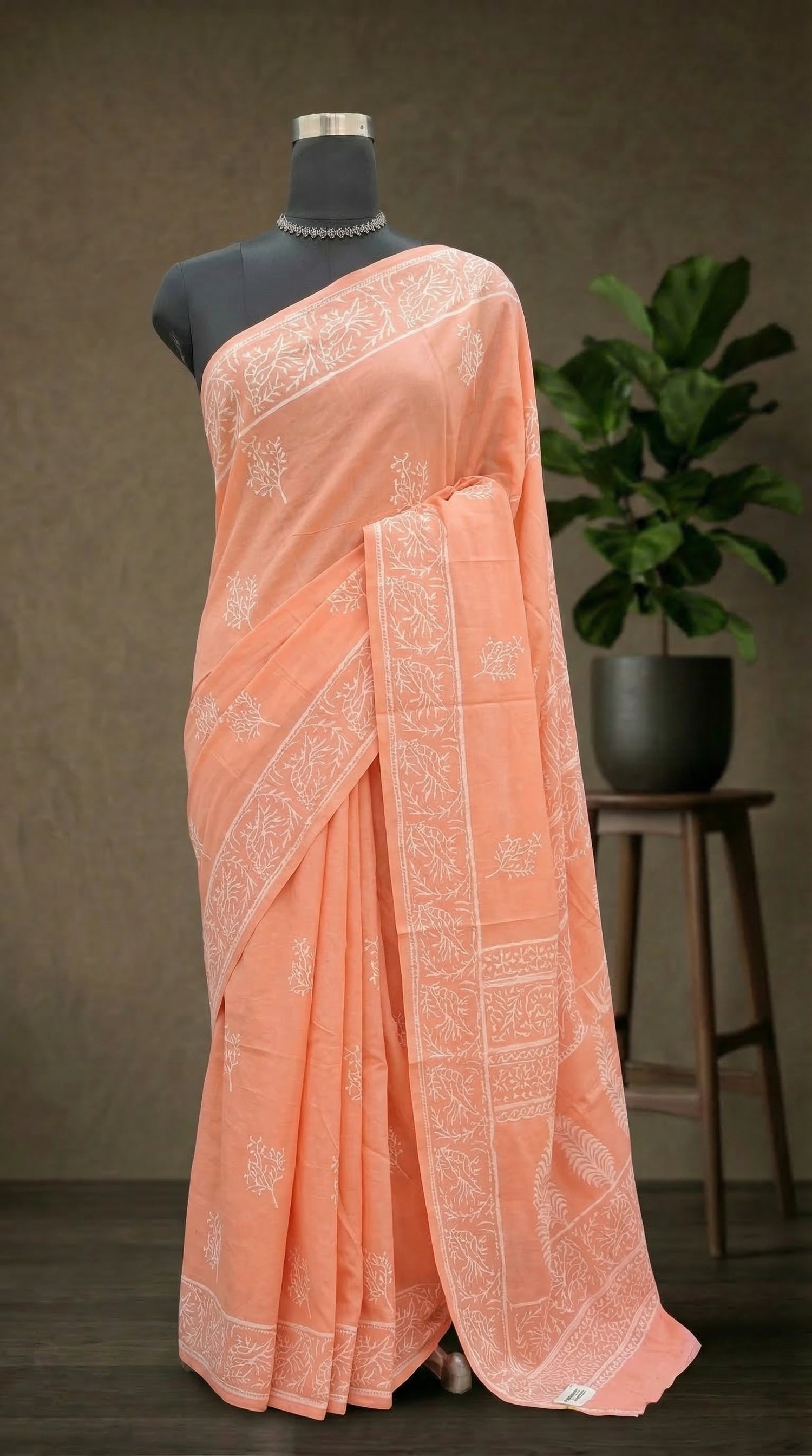 Peach Soft Cotton Saree