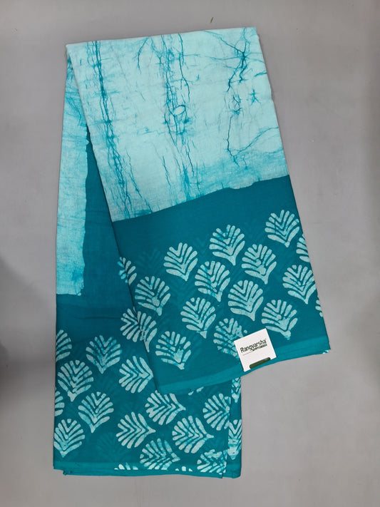 Light Blue shibori printed soft cotton sarees