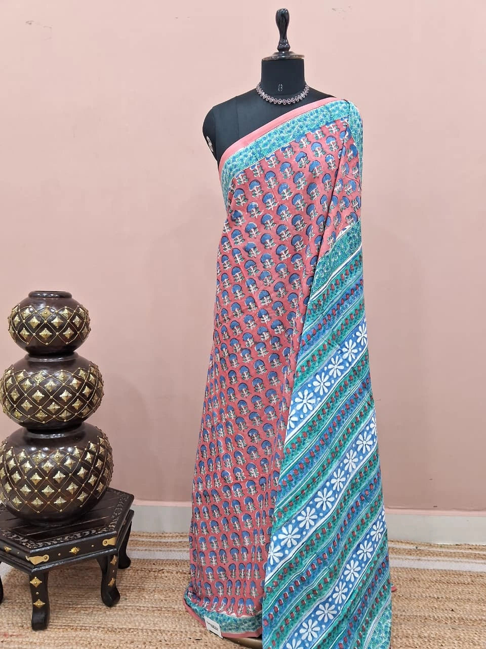 Elegant Rust Red Soft Cotton Saree