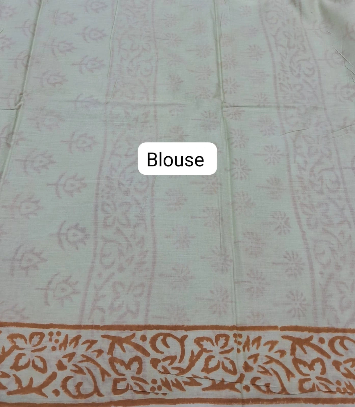 Pista Green Soft Cotton Saree with Orange Flower Print Blouse
