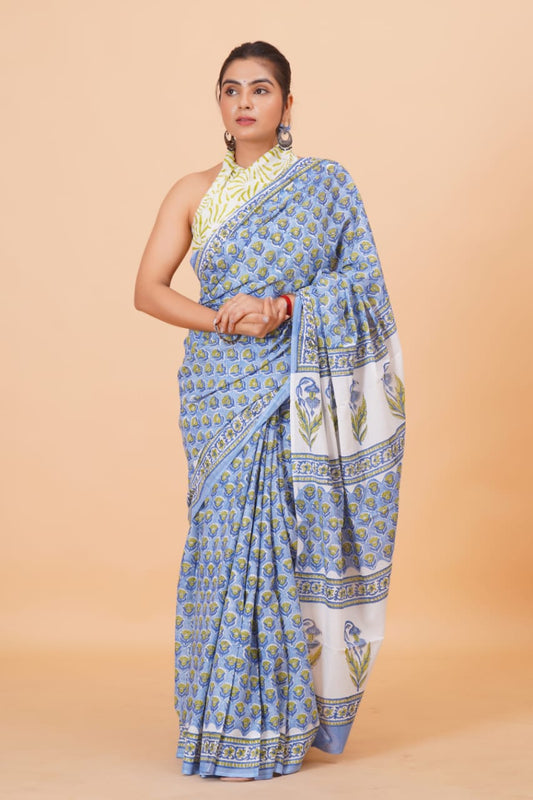 Slate Blue soft Cotton Saree