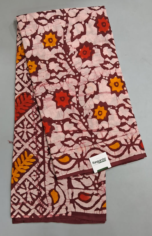 Peach Soft Cotton Saree
