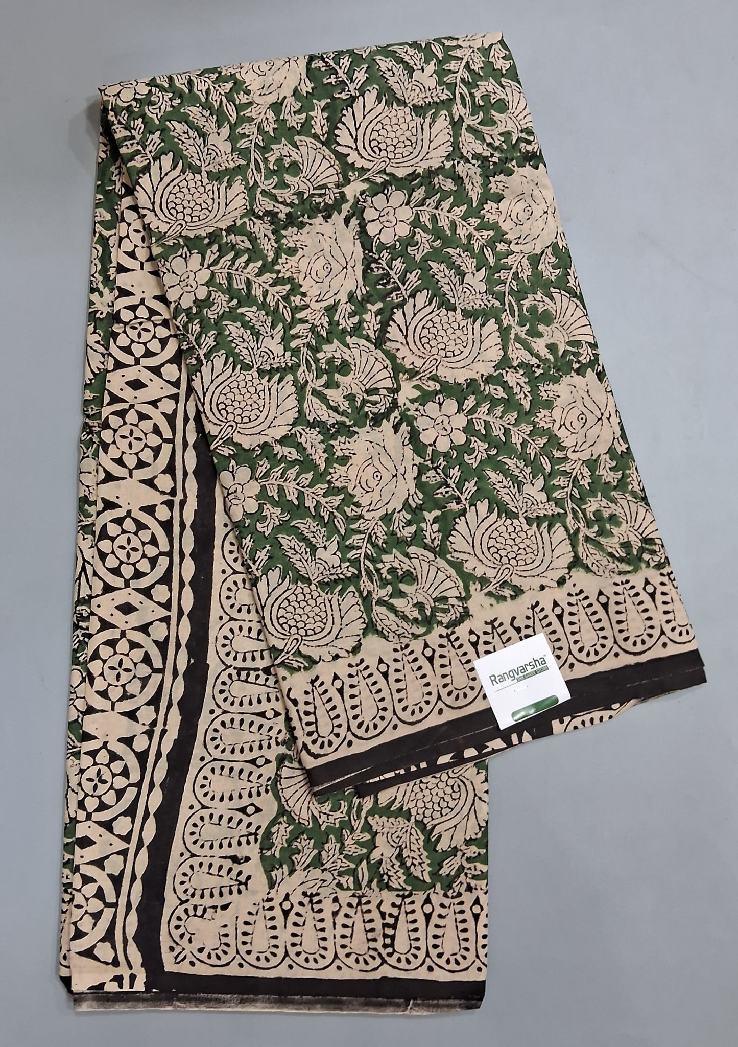 Bottle Green Soft Cotton Saree