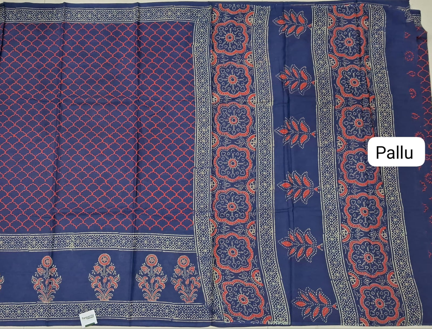 Blue Soft Cotton Saree pallu