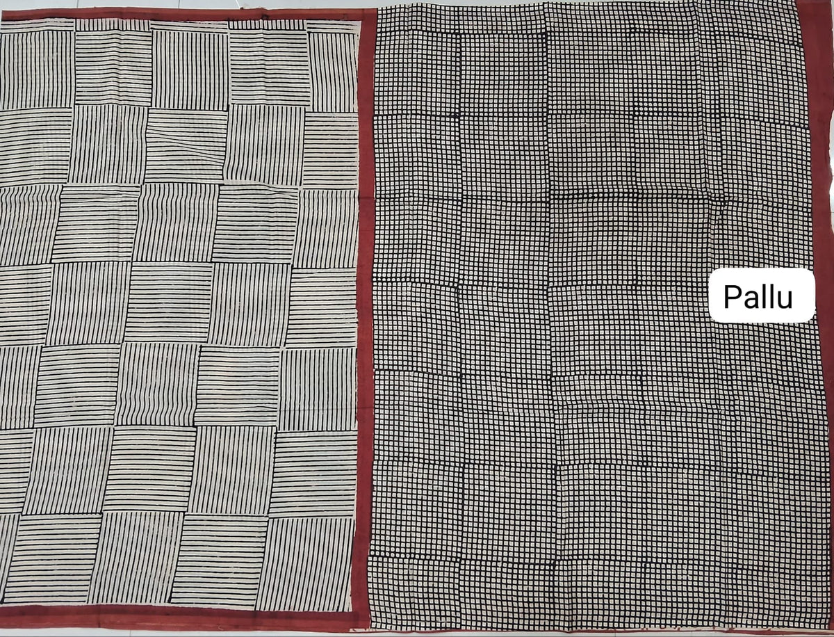 Beige Soft Cotton Saree pallu