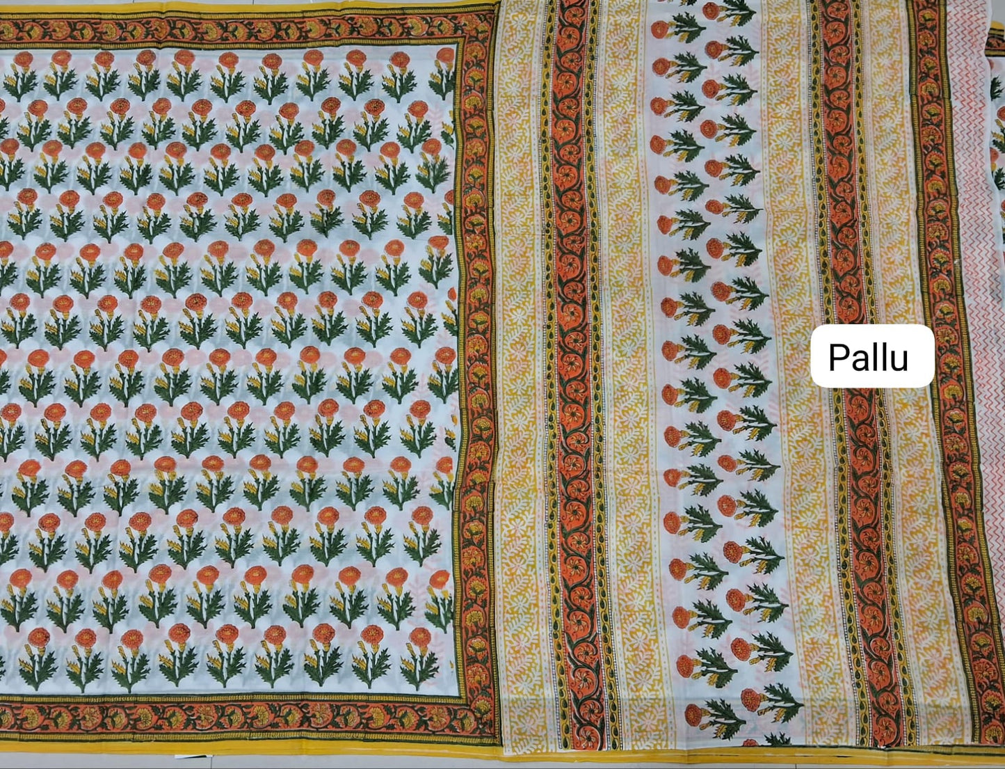 White Soft Cotton Saree pallu