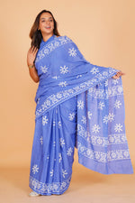 Slate Blue Soft Cotton Saree