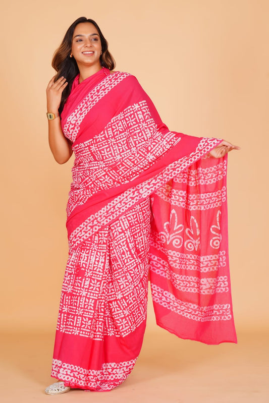 Sorbet Pink Soft Cotton Saree