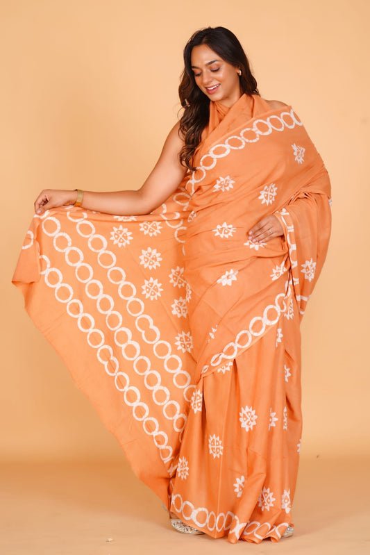 Light Orange Soft Cotton Saree 