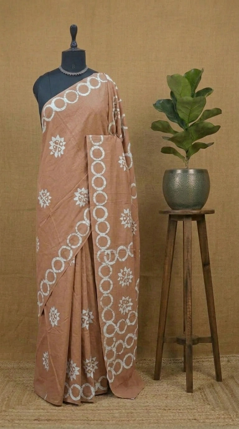 Light Orange Soft Cotton Saree