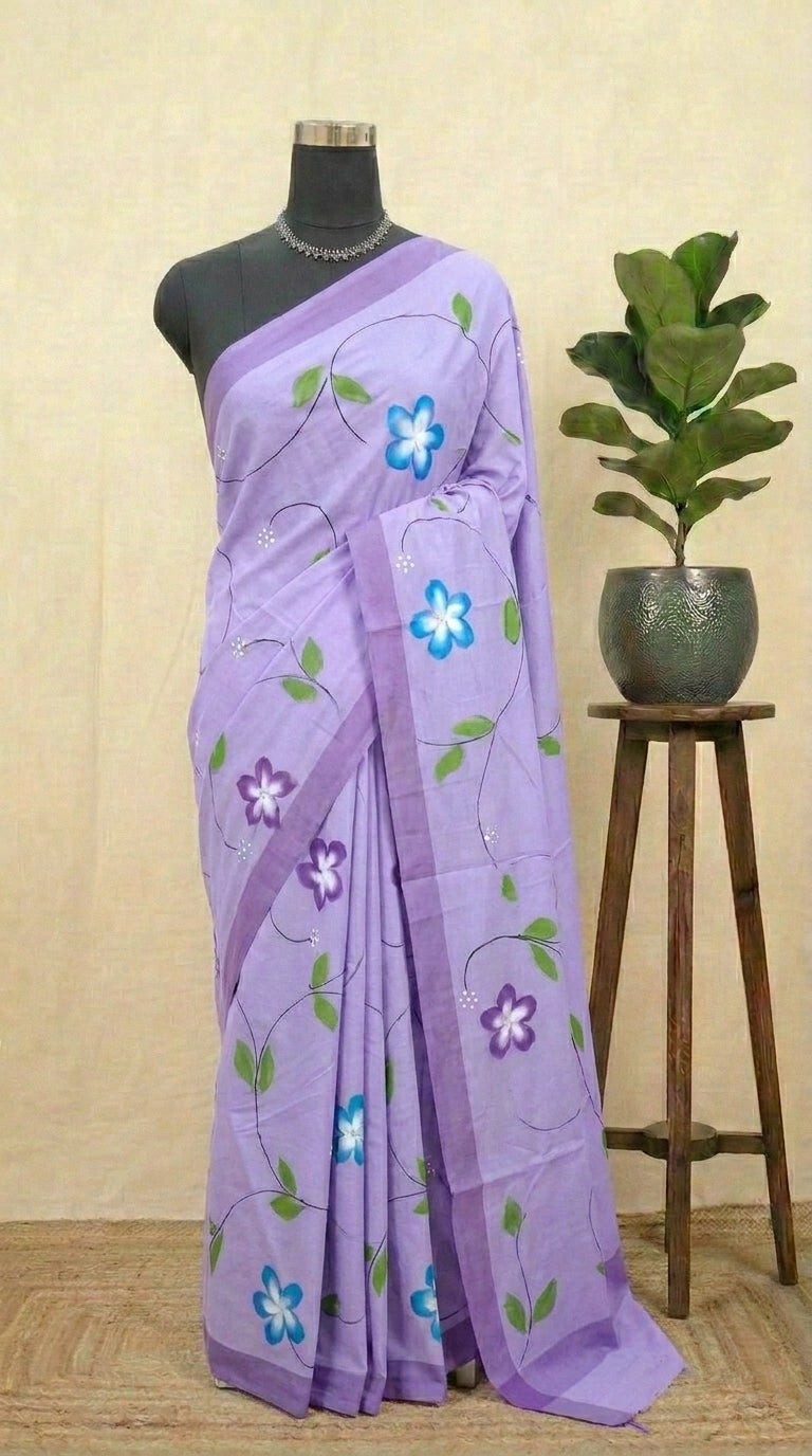 Light Lavender Soft Cotton Saree