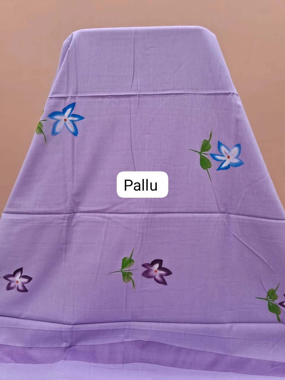 Light Lavender Soft Cotton Saree Pallu