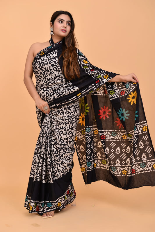 Black Soft Cotton Saree