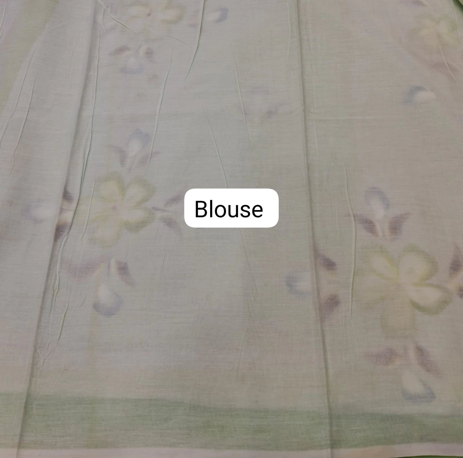 Pure Pista Green Soft Cotton Saree Blouse