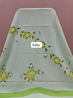 Pure Pista Green Soft Cotton Saree Pallu