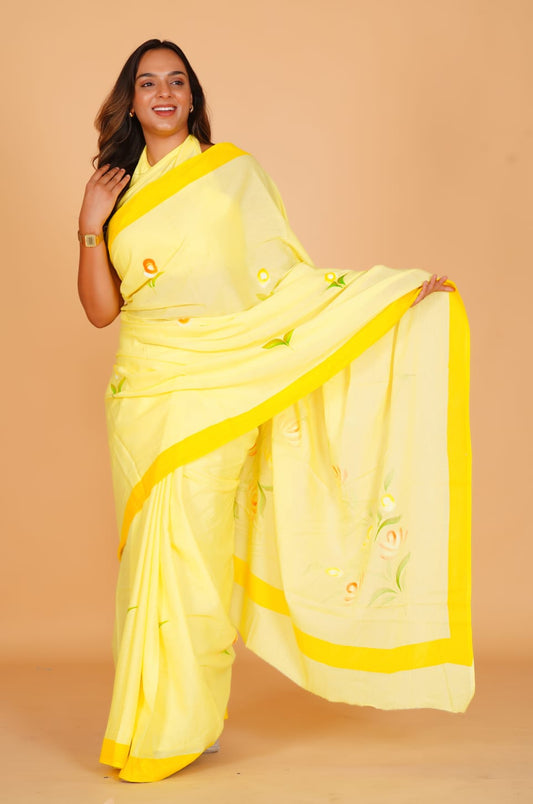 Light Yellow Soft Cotton Saree