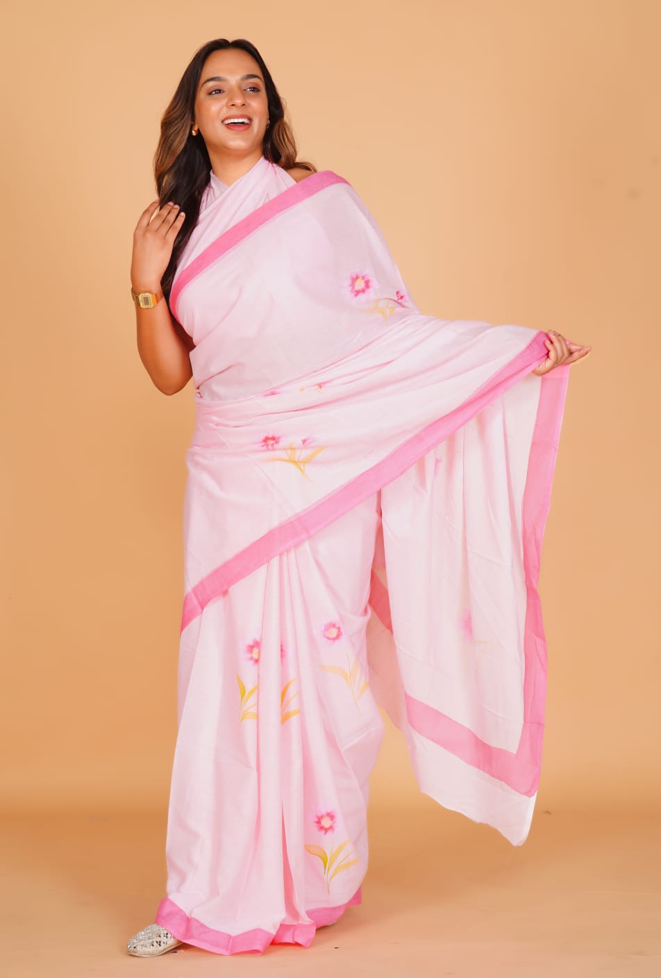 Light Pink Soft Cotton Saree 