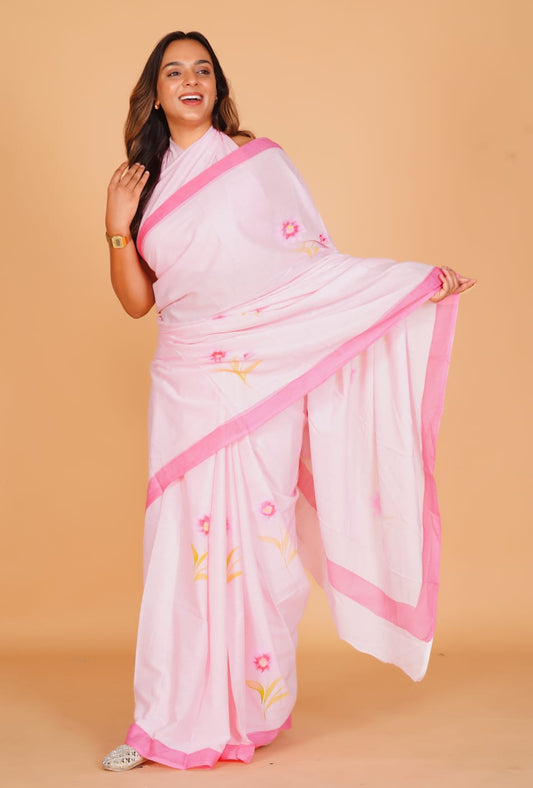 Light Pink Soft Cotton Saree 