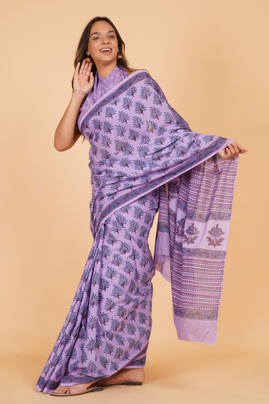Lavender Soft Cotton Saree 