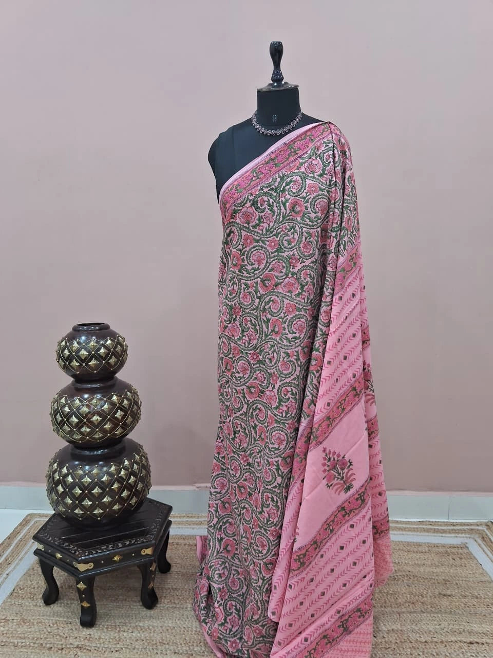 Premium Peach Soft Cotton Saree