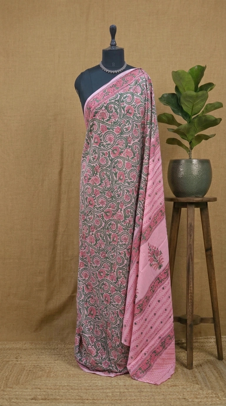 Premium Peach Soft Cotton Saree