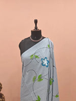 Elegant Grey Soft Cotton Drape Saree 1