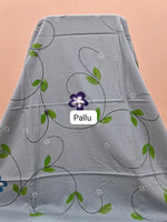 Elegant Grey Soft Cotton Drape Saree pallu