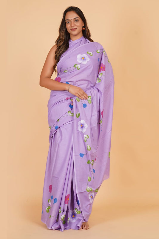 Lavender Soft Cotton Saree 
