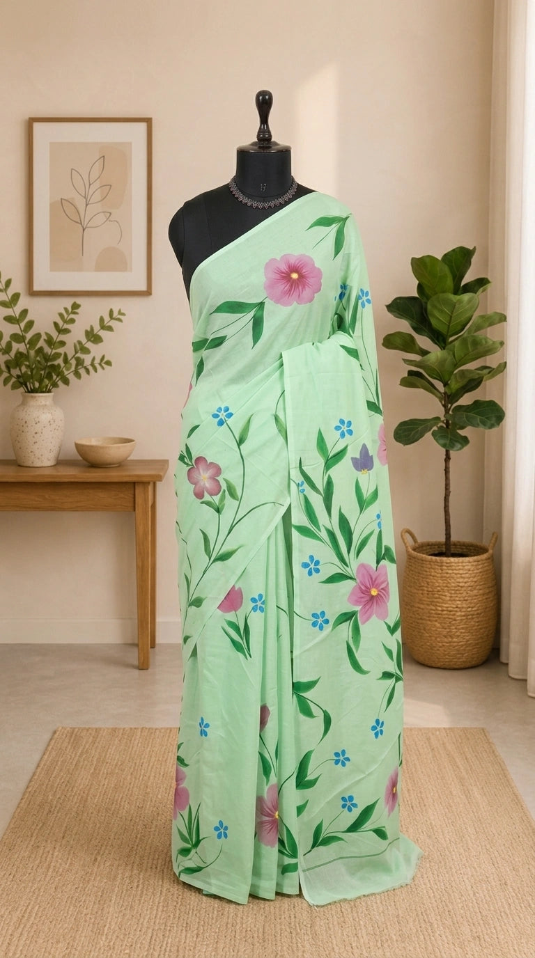 Light Green Soft Cotton Saree