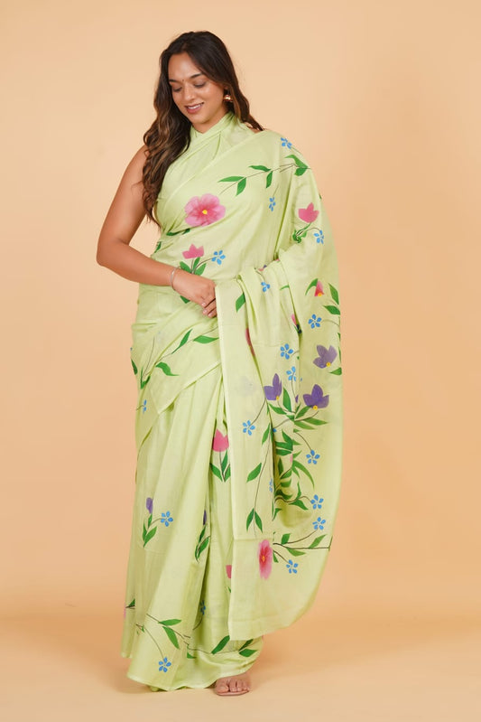 Light Green Soft Cotton Saree 