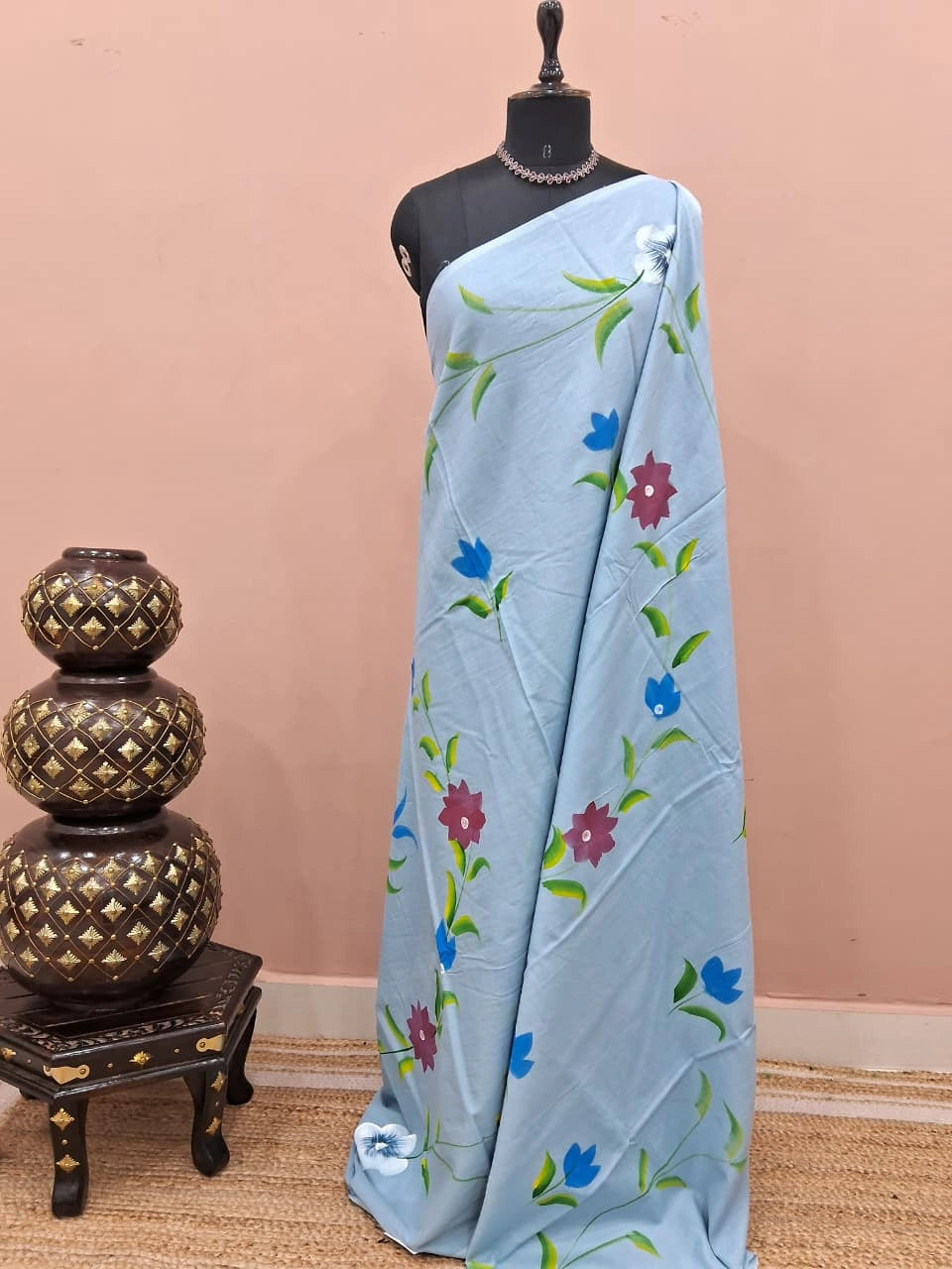 Graceful Slate Blue Soft Cotton Saree