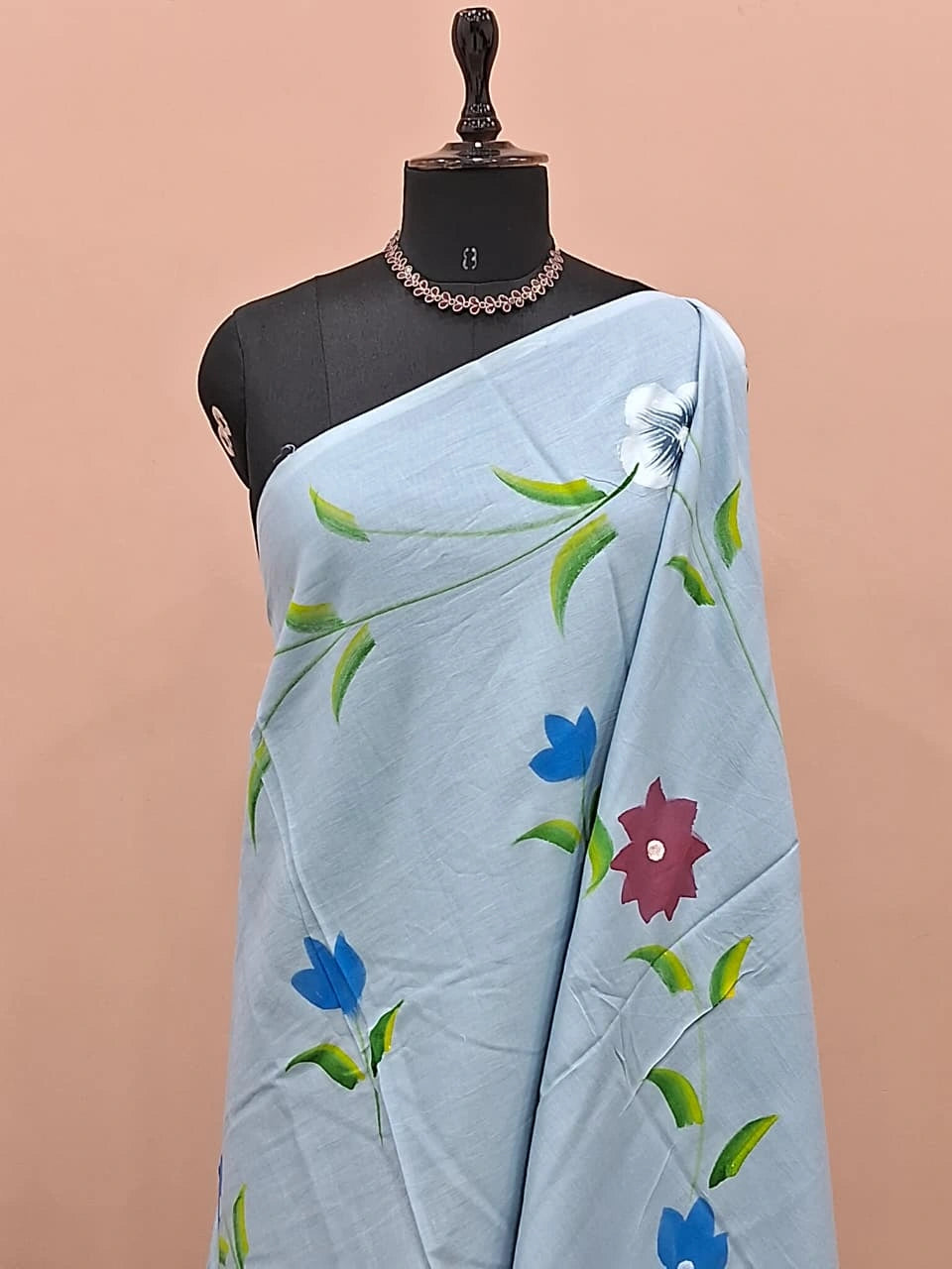 Graceful Slate Blue Soft Cotton Saree 1