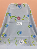 Graceful Slate Blue Soft Cotton Saree Pallu