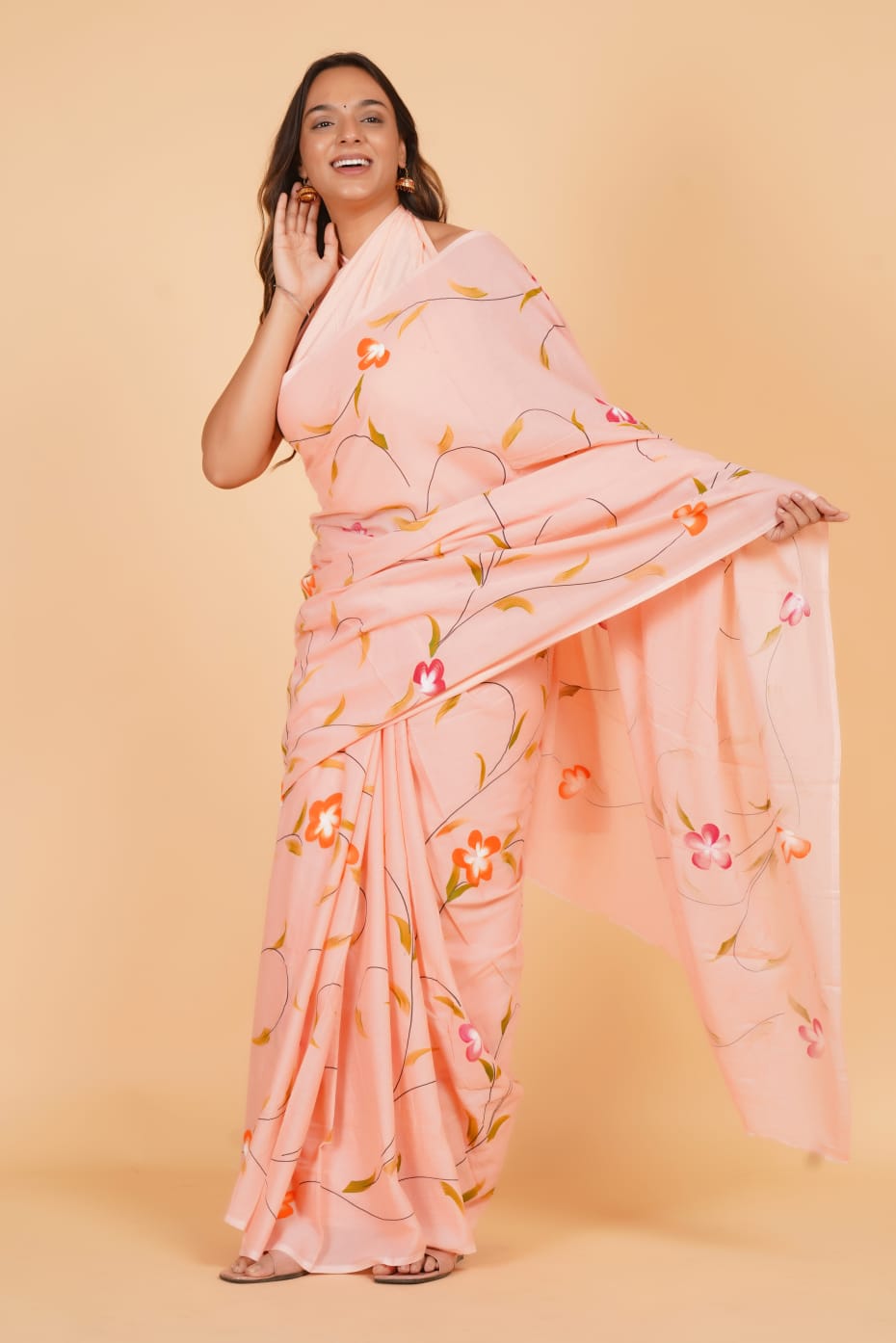 Peach Soft Cotton Saree