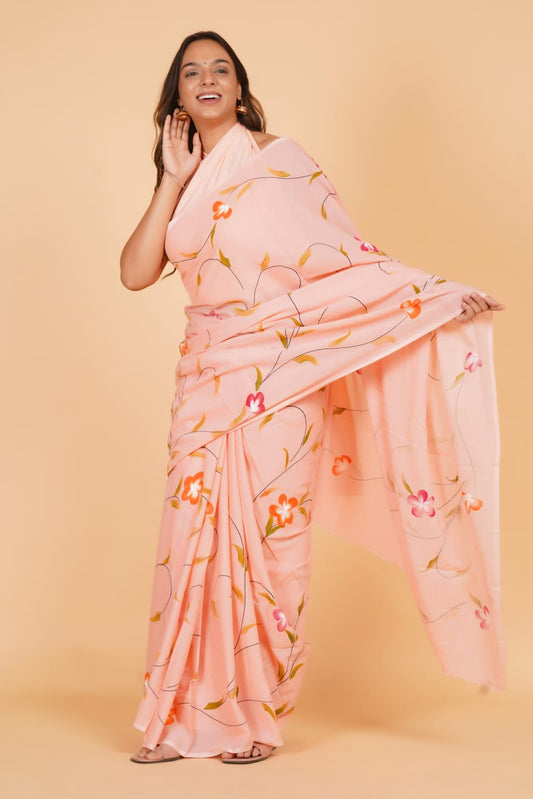 Peach Soft Cotton Saree