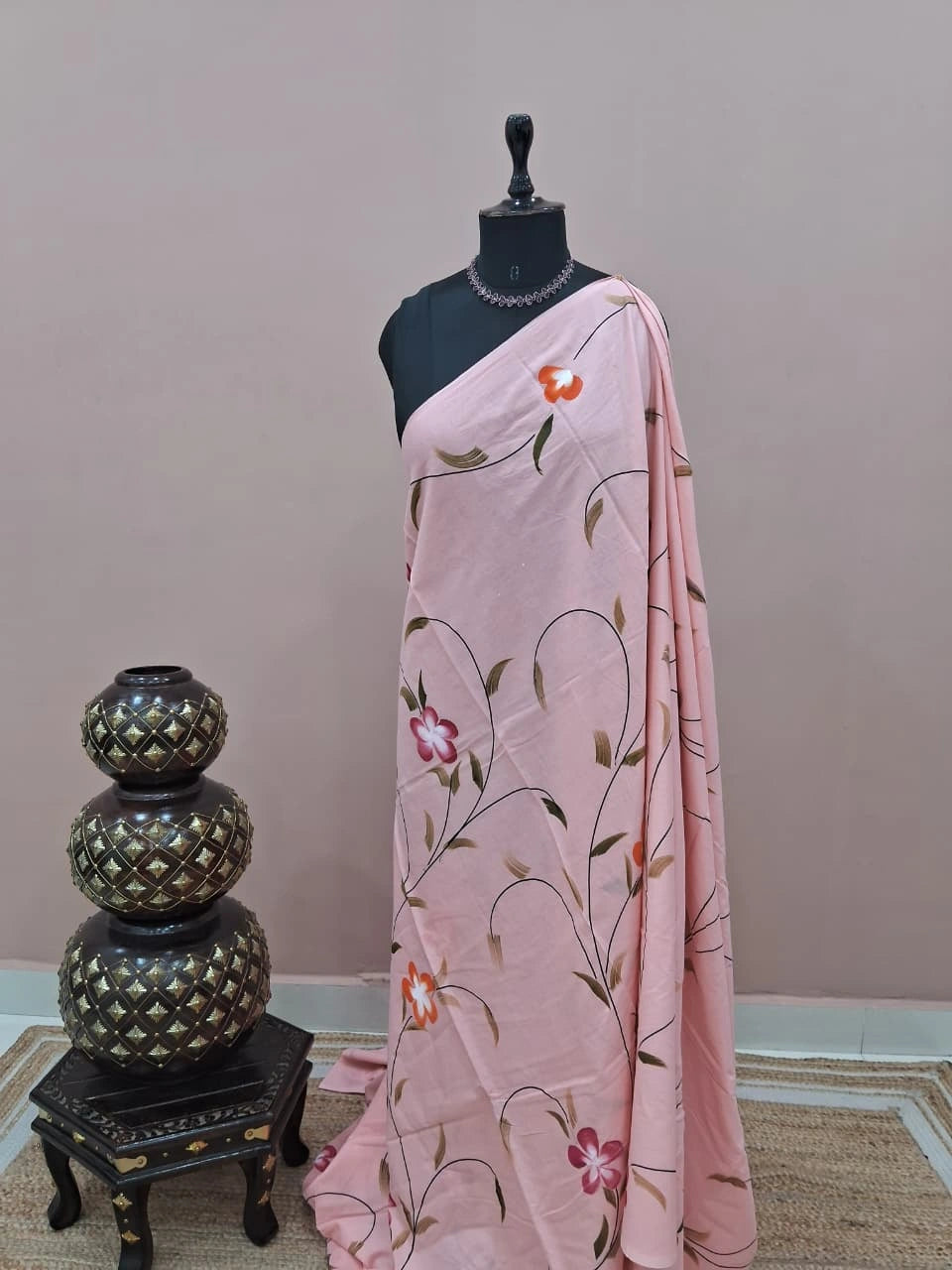 Elegant Peach Soft Cotton Saree