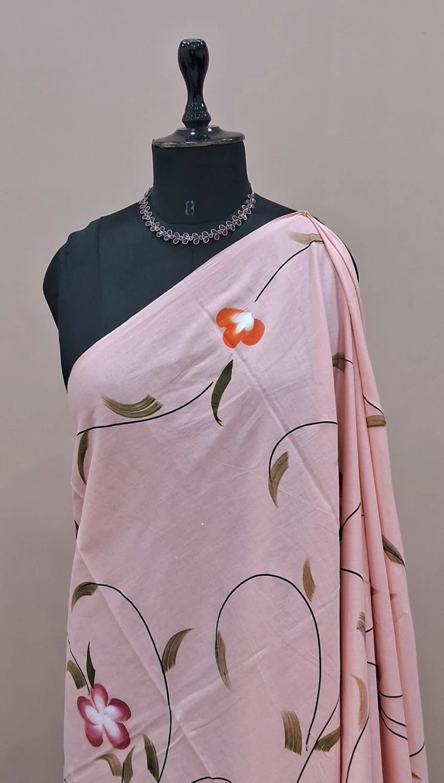 Elegant Peach Soft Cotton Saree 1