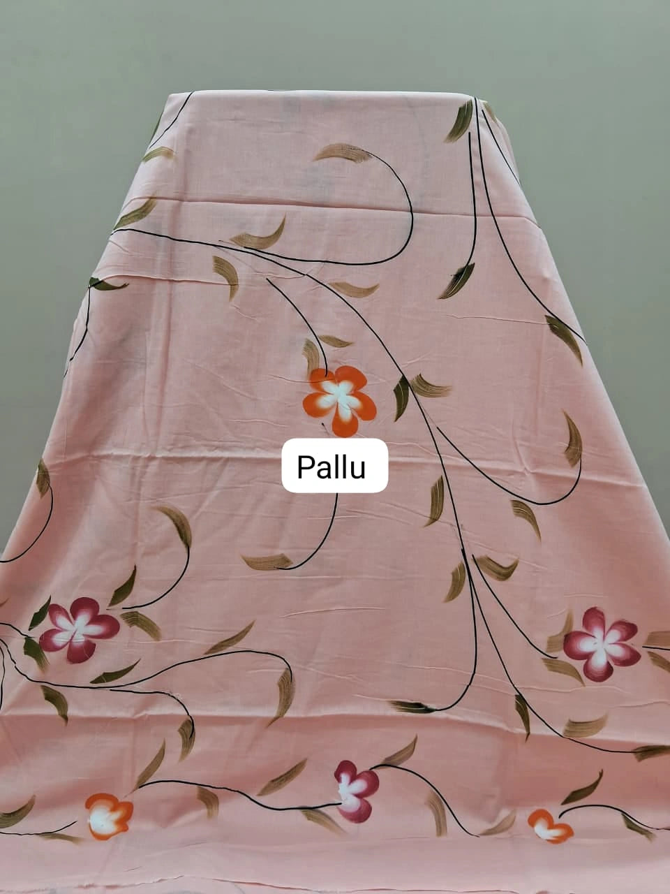 Elegant Peach Soft Cotton Saree pallu