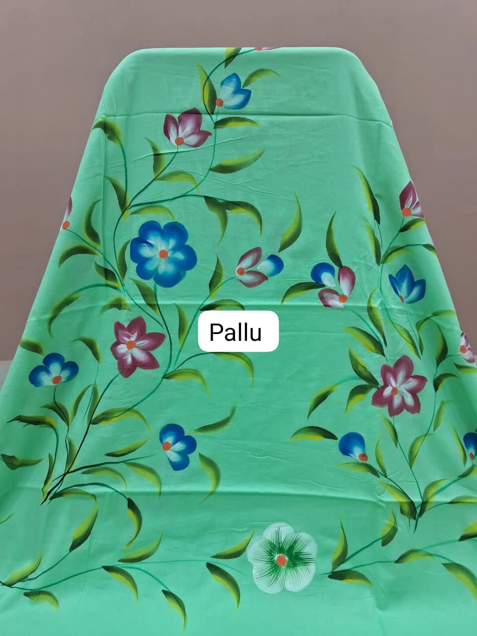 Mint Green Soft Cotton SareePallu