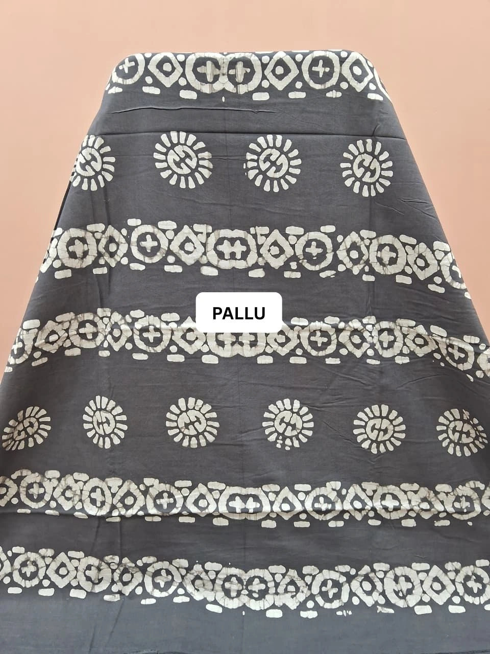 Elephant Grey Soft Cotton Saree pallu
