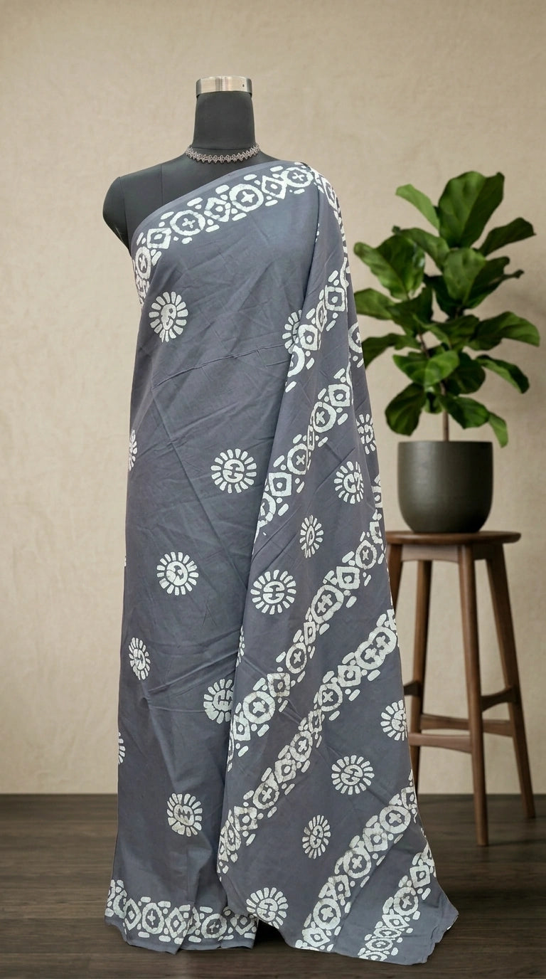Elephant Grey Soft Cotton Saree