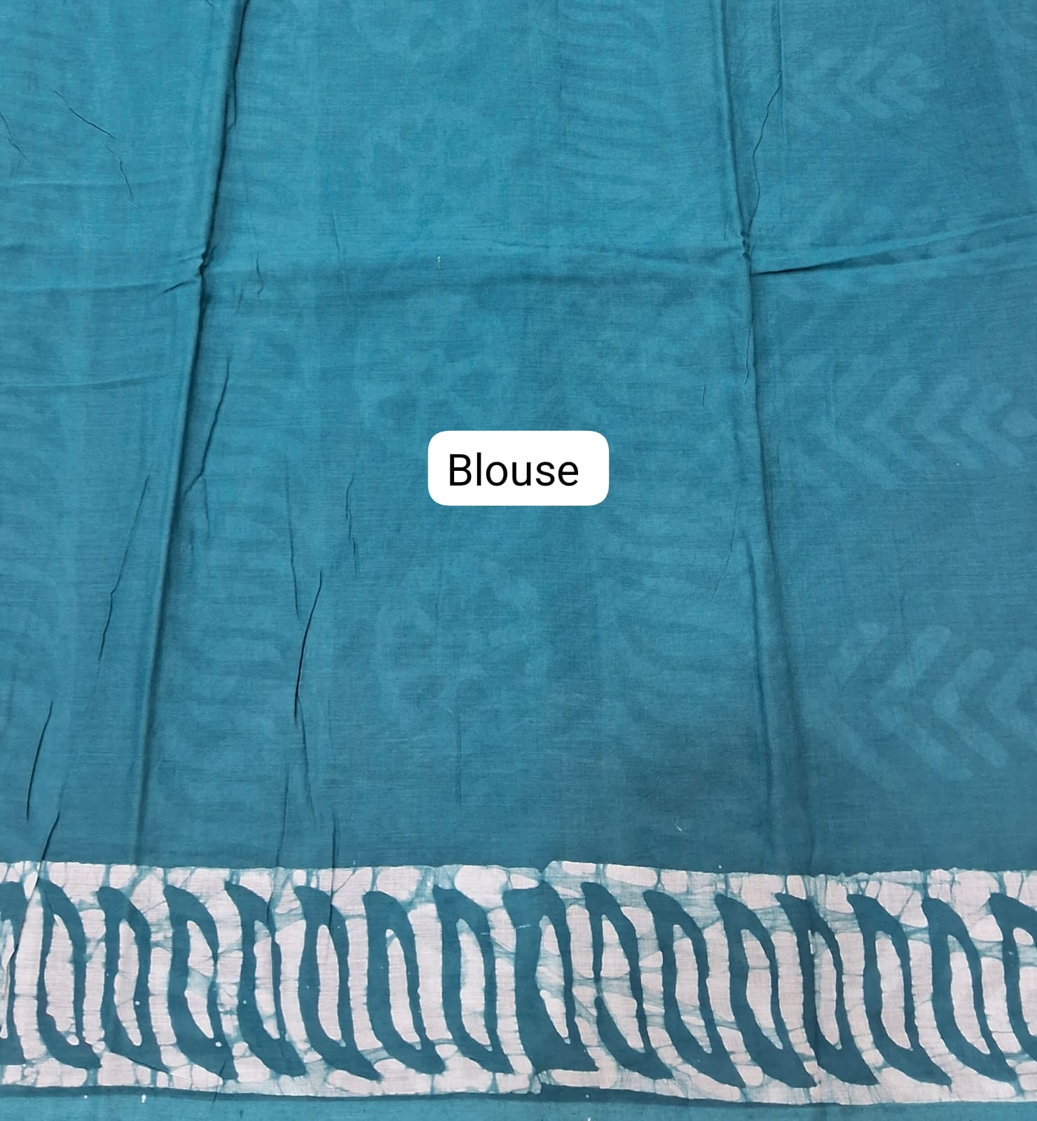 Teal Blue Soft Cotton Saree blouse