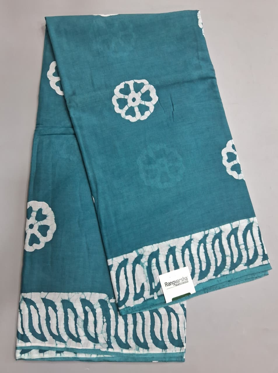Teal Blue Soft Cotton Saree
