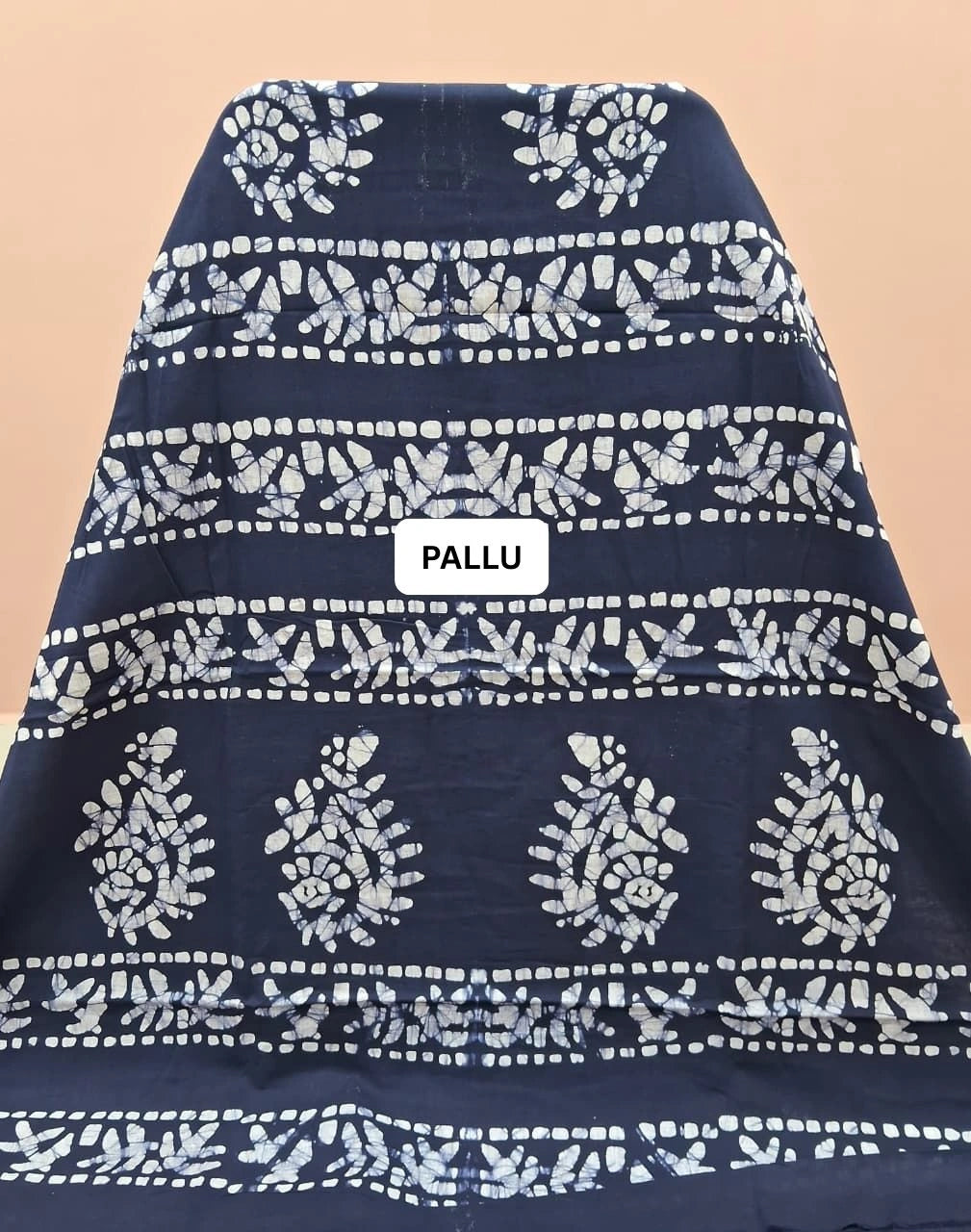 Navy Blue Soft Cotton Saree pallu