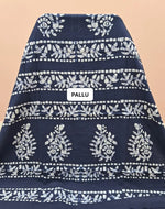Navy Blue Soft Cotton Saree pallu