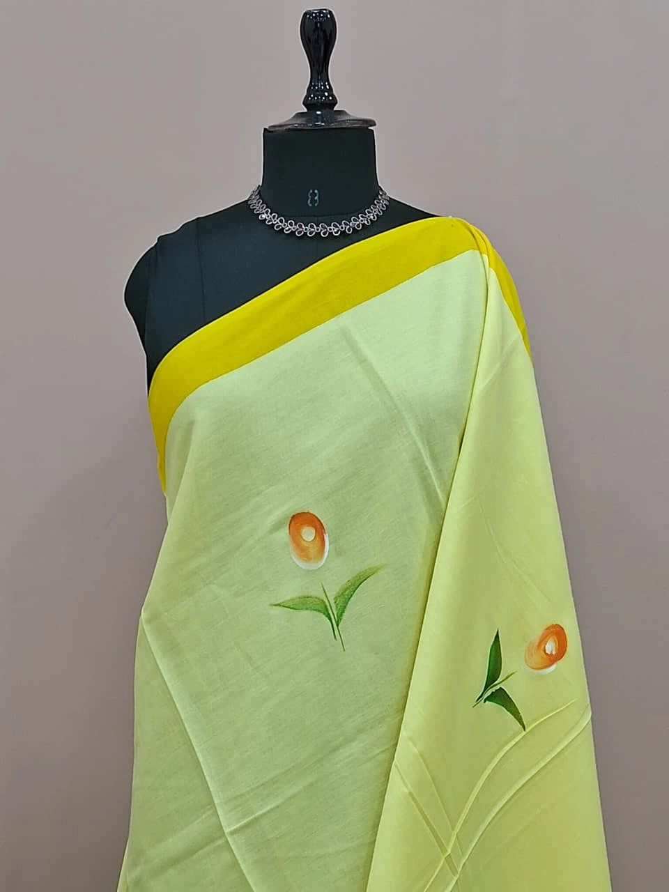 Light yellow soft cotton saree  1